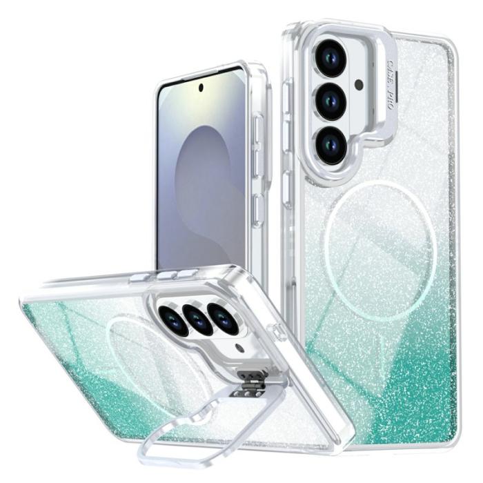 OEM - Mobilskal för Samsung Galaxy S26 Magnetiskt Gradient Glitter TPU PC - Sjögrön