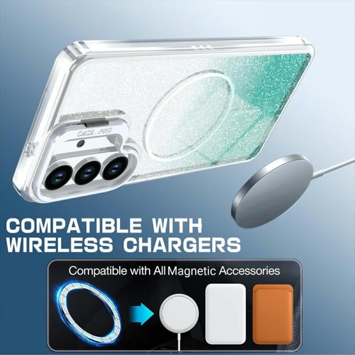 OEM - Mobilskal för Samsung Galaxy S26 Magnetiskt Gradient Glitter TPU PC - Sjögrön