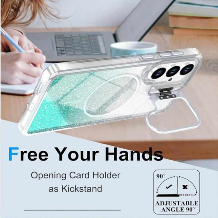 OEM - Mobilskal för Samsung Galaxy S26 Magnetiskt Gradient Glitter TPU PC - Sjögrön