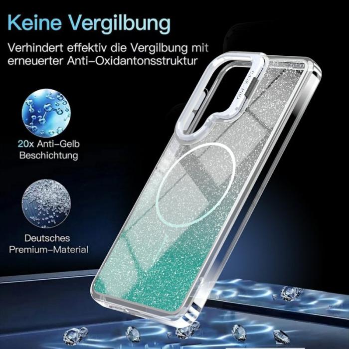 OEM - Mobilskal för Samsung Galaxy S26 Magnetiskt Gradient Glitter TPU PC - Sjögrön