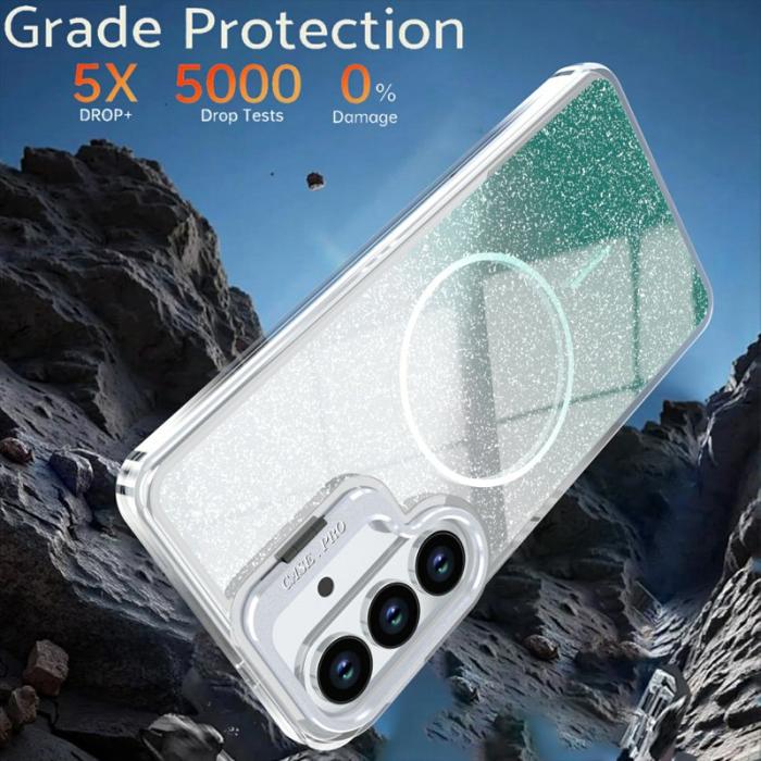 OEM - Mobilskal för Samsung Galaxy S26 Magnetiskt Gradient Glitter TPU PC - Sjögrön