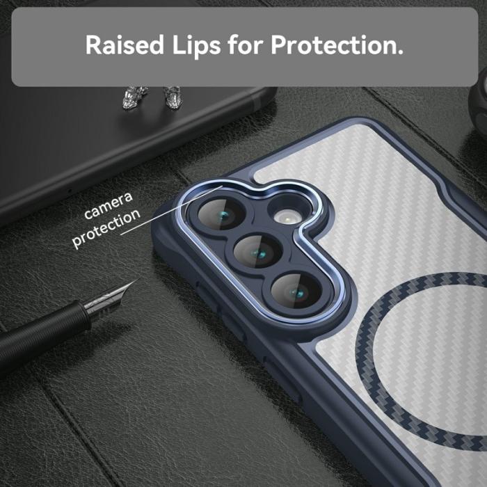 OEM - Mobilskal för Samsung Galaxy S26 Magnetiskt Hybrid Kolfiber - Blå