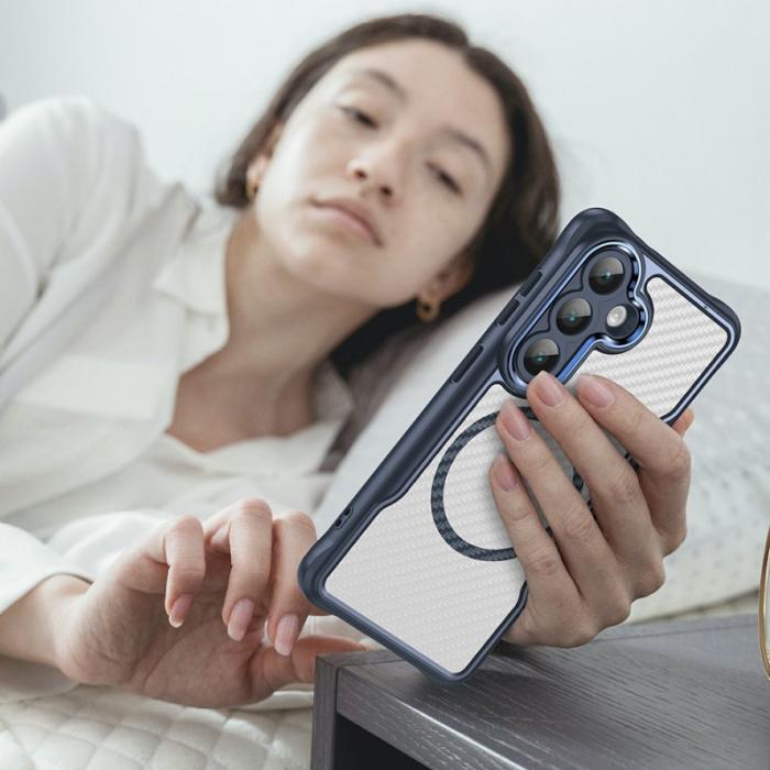 OEM - Mobilskal för Samsung Galaxy S26 Magnetiskt Hybrid Kolfiber - Blå