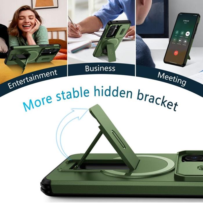 OEM - Mobilskal för Samsung Galaxy S26 Magnetiskt Kickstand PC + TPU - Grön