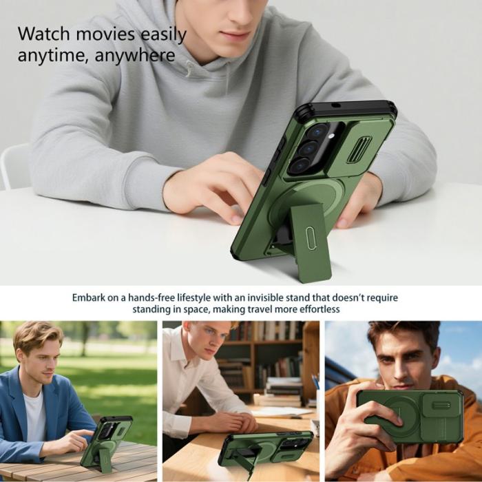 OEM - Mobilskal för Samsung Galaxy S26 Magnetiskt Kickstand PC + TPU - Grön