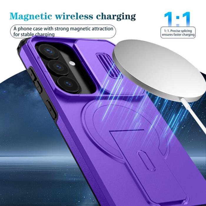 WANLONFENG - WANLONFENG Mobilskal för Samsung Galaxy S26 Magnetiskt Kickstand PC + TPU - Lila