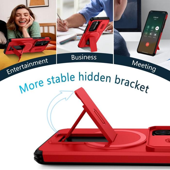 OEM - Mobilskal för Samsung Galaxy S26 Magnetiskt Kickstand PC + TPU - Röd