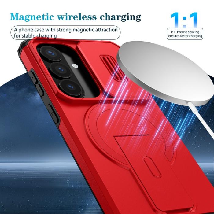 OEM - Mobilskal för Samsung Galaxy S26 Magnetiskt Kickstand PC + TPU - Röd