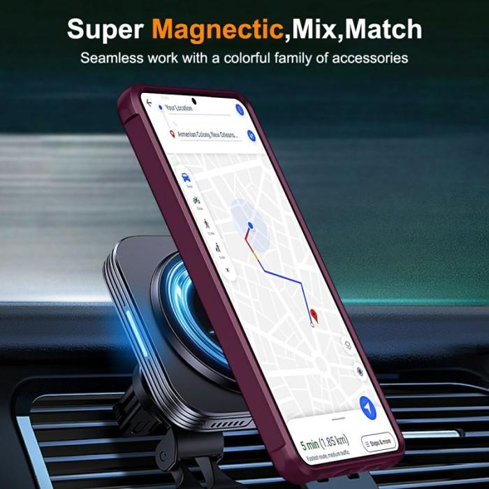 OEM - Mobilskal för Samsung Galaxy S26 Magnetiskt Kickstand TPU + PC - Vinröd