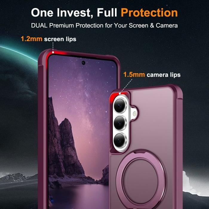 OEM - Mobilskal för Samsung Galaxy S26 Magnetiskt Kickstand TPU + PC - Vinröd