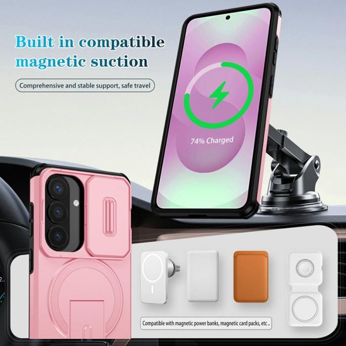 OEM - Mobilskal för Samsung Galaxy S26 Magnetiskt PC + TPU Kickstand - Rosa