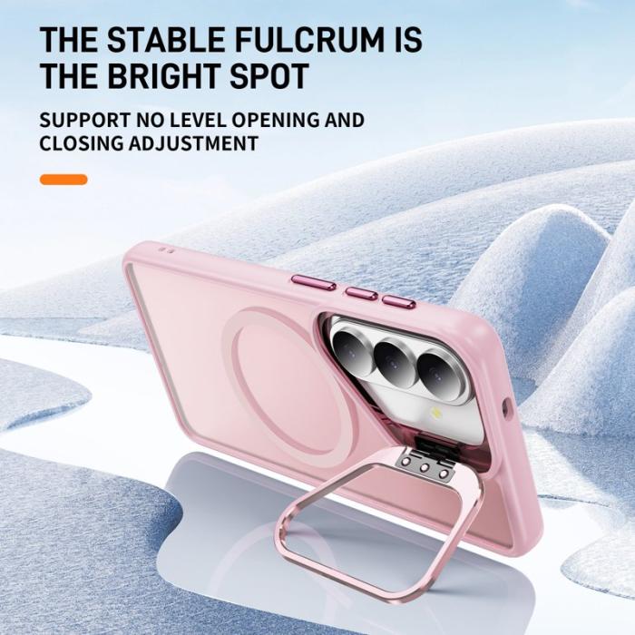 OEM - Mobilskal för Samsung Galaxy S26 Magnetiskt Plast Kickstand - Transparent Rosa