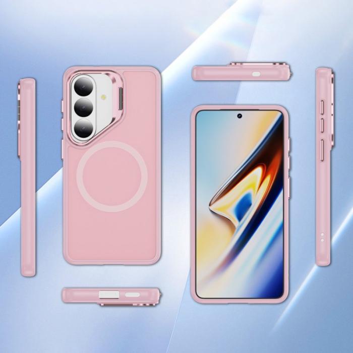 OEM - Mobilskal för Samsung Galaxy S26 Magnetiskt Plast Kickstand - Transparent Rosa