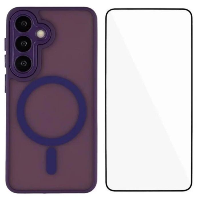 WANLONFENG - WANLONFENG Mobilskal för Samsung Galaxy S26 Magnetiskt Plast med skärmskydd Lila
