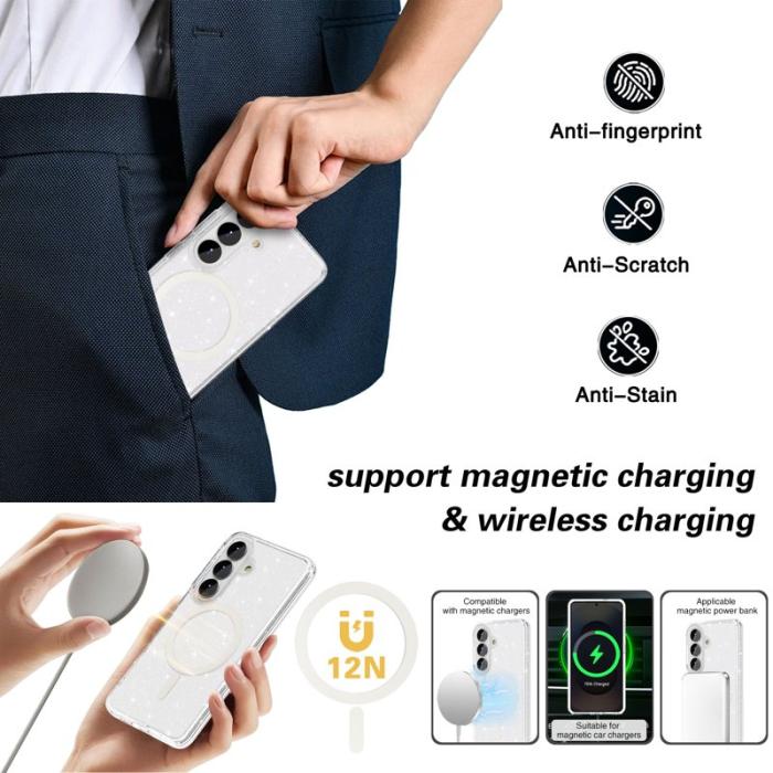 OEM - Mobilskal för Samsung Galaxy S26 Magnetiskt PC + TPU - Transparent Vit