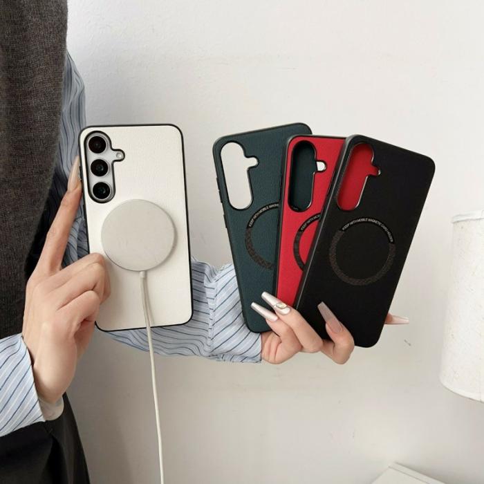 OEM - Mobilskal för Samsung Galaxy S26 Magnetiskt PU läder + PC - Röd