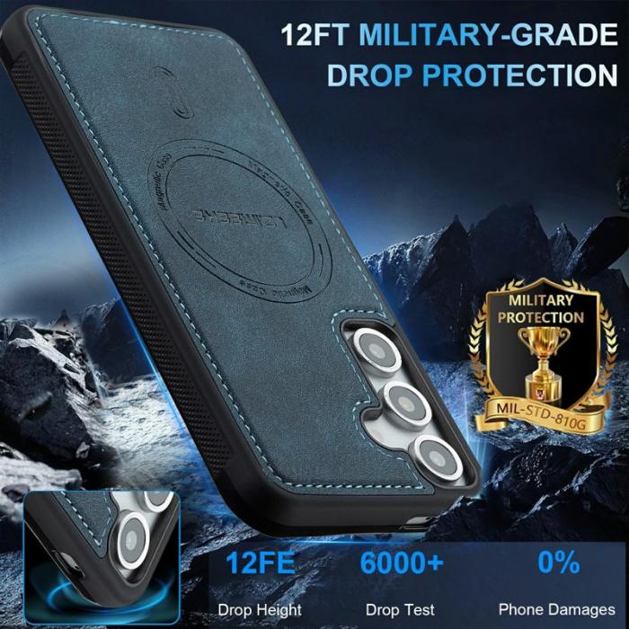 LC.imeeke - LC.IMEEKE Mobilskal för Samsung Galaxy S26 Magnetiskt PU läder PC + TPU - Blå