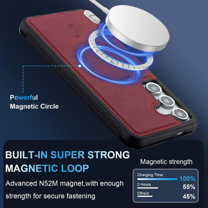 LC.imeeke - LC.IMEEKE Mobilskal för Samsung Galaxy S26 Magnetiskt PU läder PC + TPU - Röd