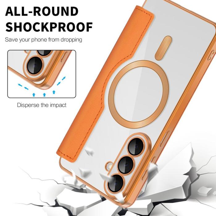 OEM - Mobilskal för Samsung Galaxy S26 Magnetiskt RFID Kortfack - Orange