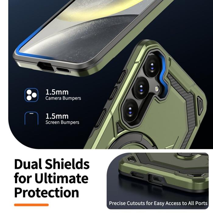 OEM - Mobilskal för Samsung Galaxy S26 Magnetiskt Ring Kickstand PC + TPU - Grön