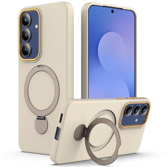 OEM - Mobilskal för Samsung Galaxy S26 Magnetiskt Ring Kickstand TPU + PC - Aprikos