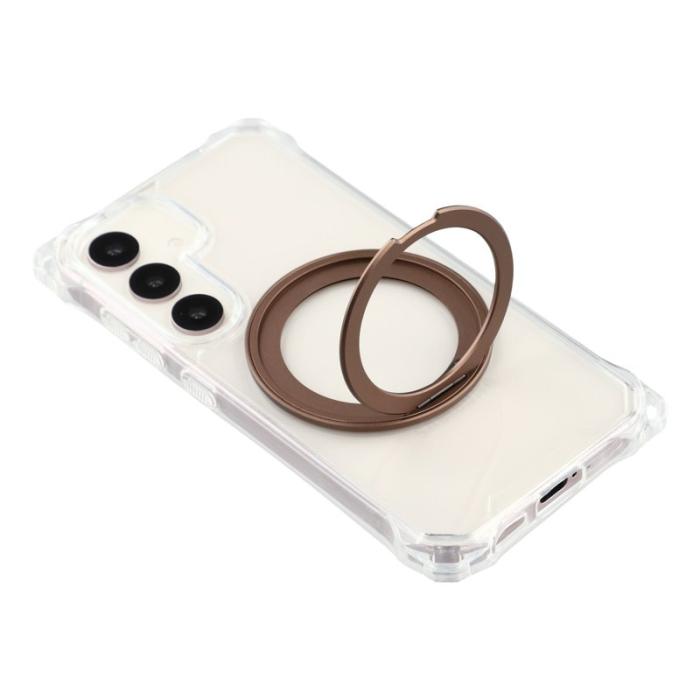 OEM - Mobilskal för Samsung Galaxy S26 Magnetiskt Ring Kickstand TPU + PC - Brun