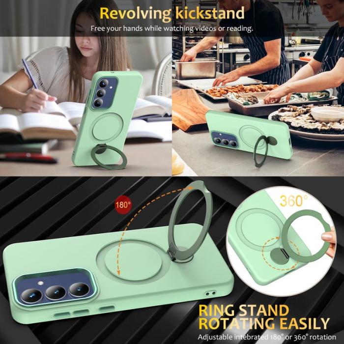 OEM - Mobilskal för Samsung Galaxy S26 Magnetiskt Ring Kickstand TPU + PC - Grön