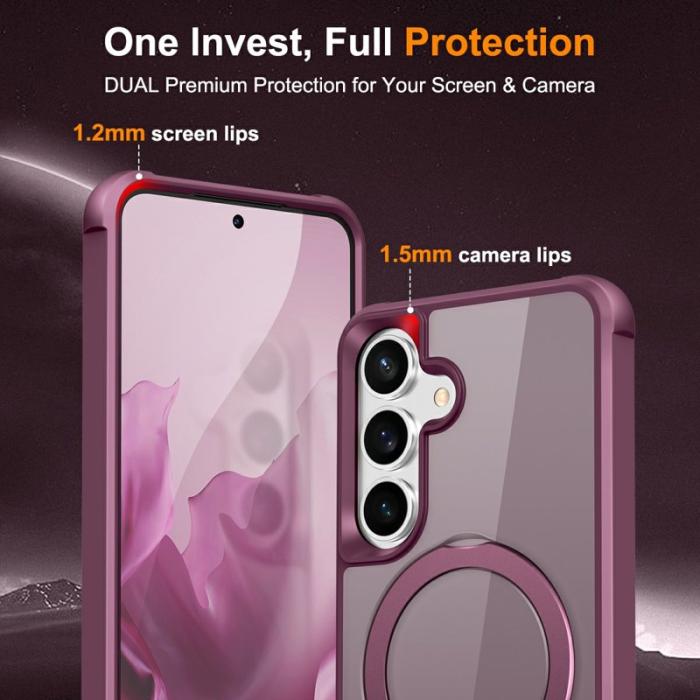 OEM - Mobilskal för Samsung Galaxy S26 Magnetiskt Ringhållare Kickstand Plast - Vinröd