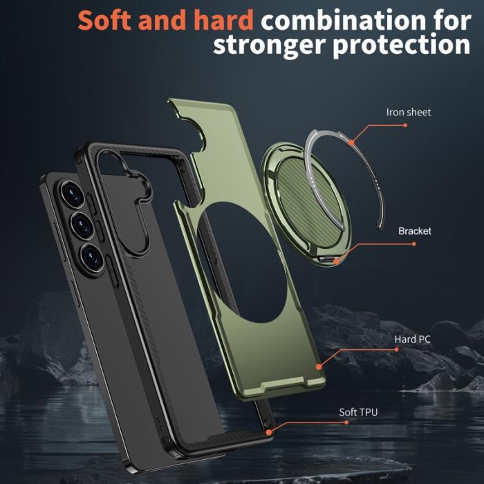 OEM - Mobilskal för Samsung Galaxy S26 Magnetiskt TPU + PC Kickstand - Olivgrön