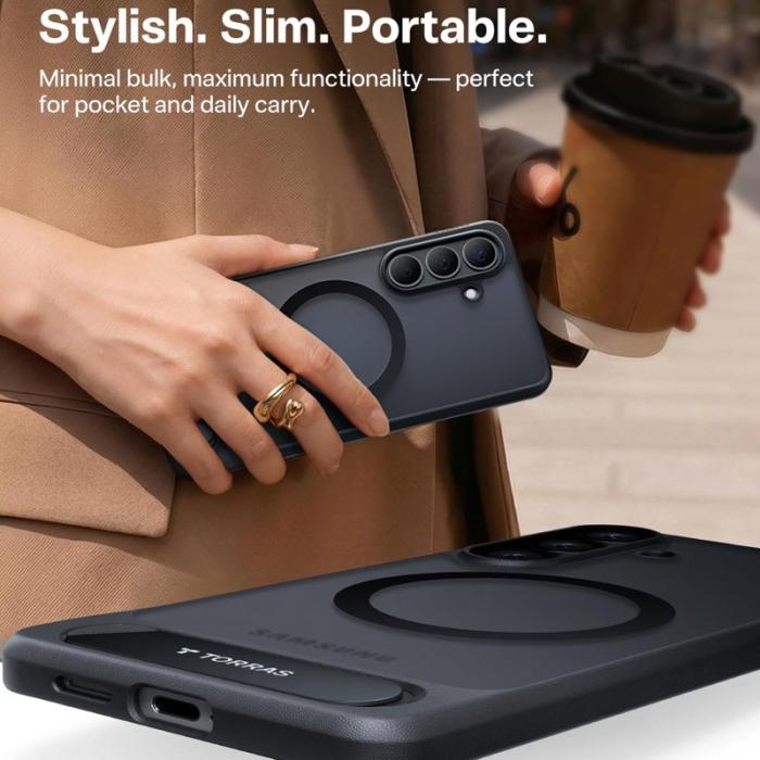 Torras - Torras Mobilskal för Samsung Galaxy S26 Magnetiskt Plast med Kickstand - Svart