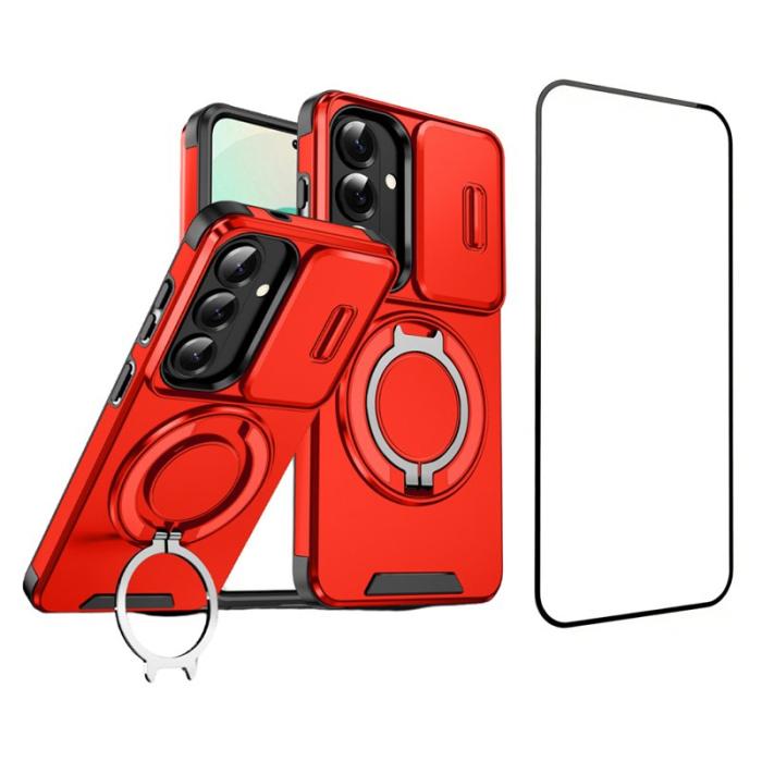 OEM - Mobilskal för Samsung Galaxy S26 Magnetiskt TPU + PC med skärmskydd - Röd