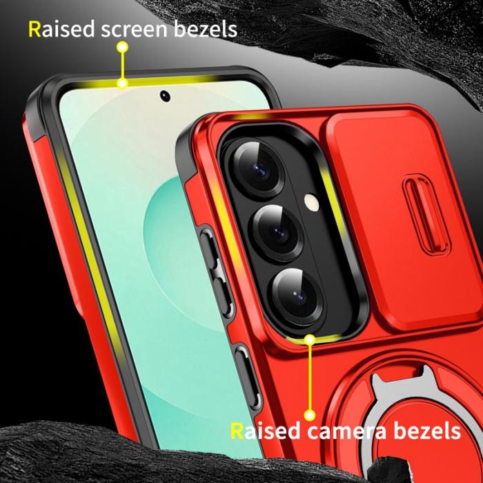 OEM - Mobilskal för Samsung Galaxy S26 Magnetiskt TPU + PC med skärmskydd - Röd