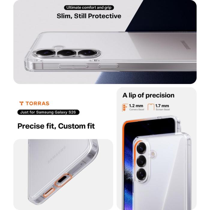 Torras - Torras Mobilskal för Samsung Galaxy S26 Matt PC + TPU - Transparent
