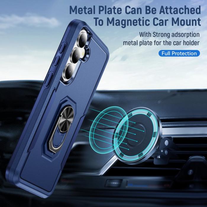 OEM - Mobilskal för Samsung Galaxy S26 Militärklass Ring Kickstand PC + TPU - Blå