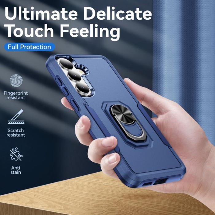 OEM - Mobilskal för Samsung Galaxy S26 Militärklass Ring Kickstand PC + TPU - Blå