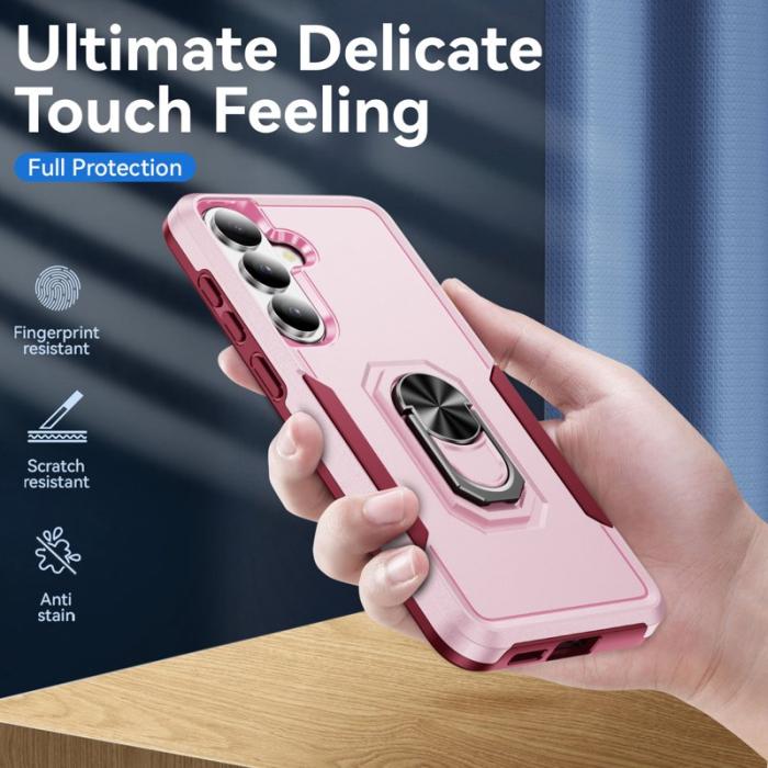 OEM - Mobilskal för Samsung Galaxy S26 Militärklass Ring Kickstand PC + TPU - Rosa