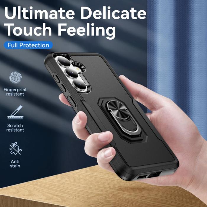 OEM - Mobilskal för Samsung Galaxy S26 Militärklass Ring Kickstand PC + TPU - Svart