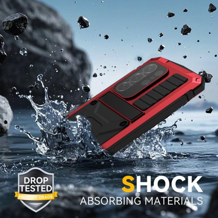 R-JUST - R-JUST Mobilskal för Samsung Galaxy S26 PC + Silikon Kickstand - Röd