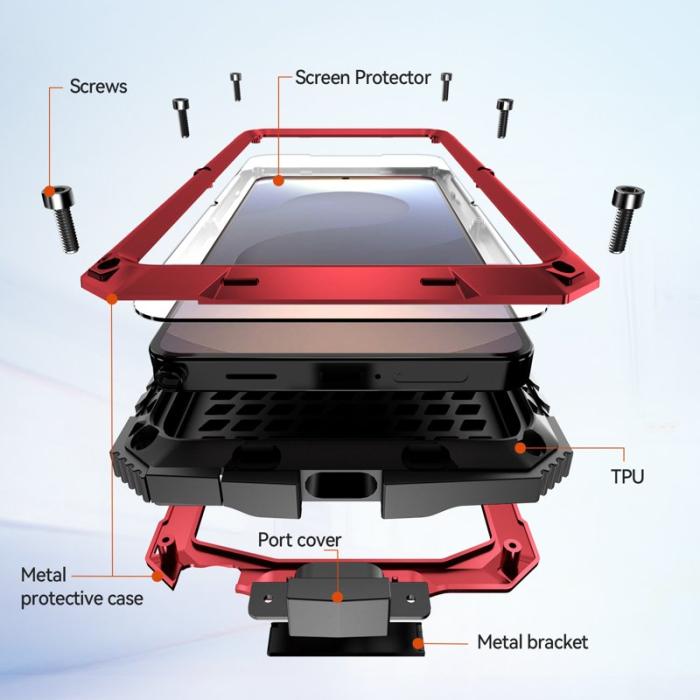 R-JUST - R-JUST Mobilskal för Samsung Galaxy S26 PC + Silikon Kickstand - Röd