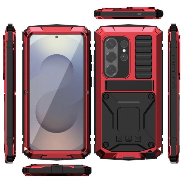 R-JUST - R-JUST Mobilskal för Samsung Galaxy S26 PC + Silikon Kickstand - Röd