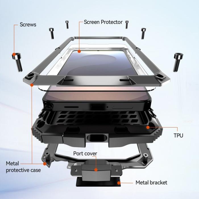 R-JUST - R-JUST Mobilskal för Samsung Galaxy S26 PC + Silikon Kickstand - Silver