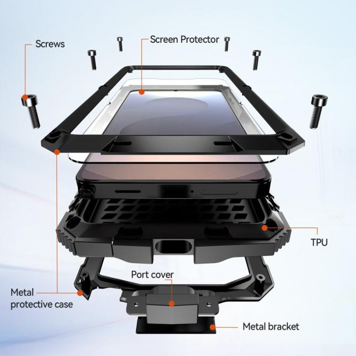 R-JUST - R-JUST Mobilskal för Samsung Galaxy S26 PC + Silikon Kickstand - Svart