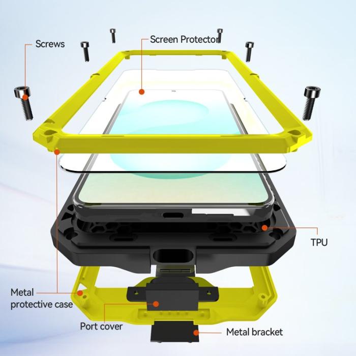 R-JUST - R-JUST Mobilskal för Samsung Galaxy S26 PC + Silikon + Metall - Gul