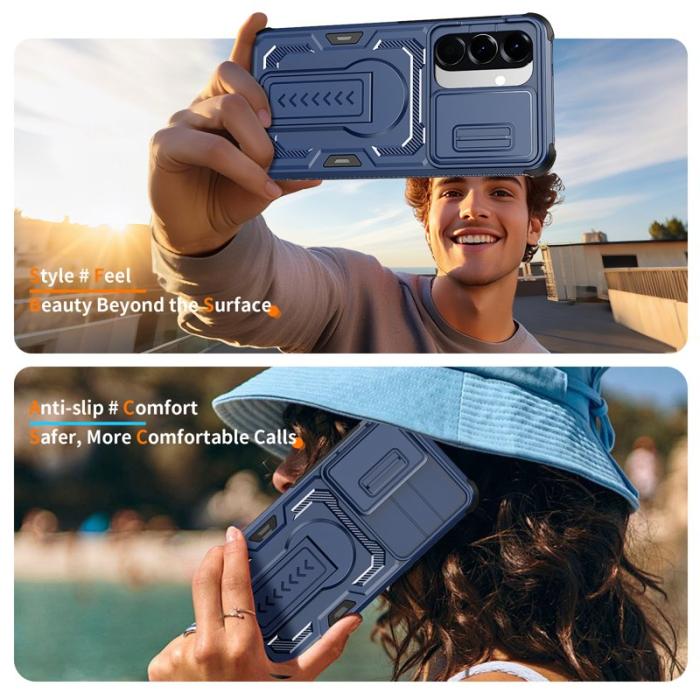 WANLONFENG - WANLONFENG Mobilskal för Samsung Galaxy S26 PC + TPU Kickstand - Blå