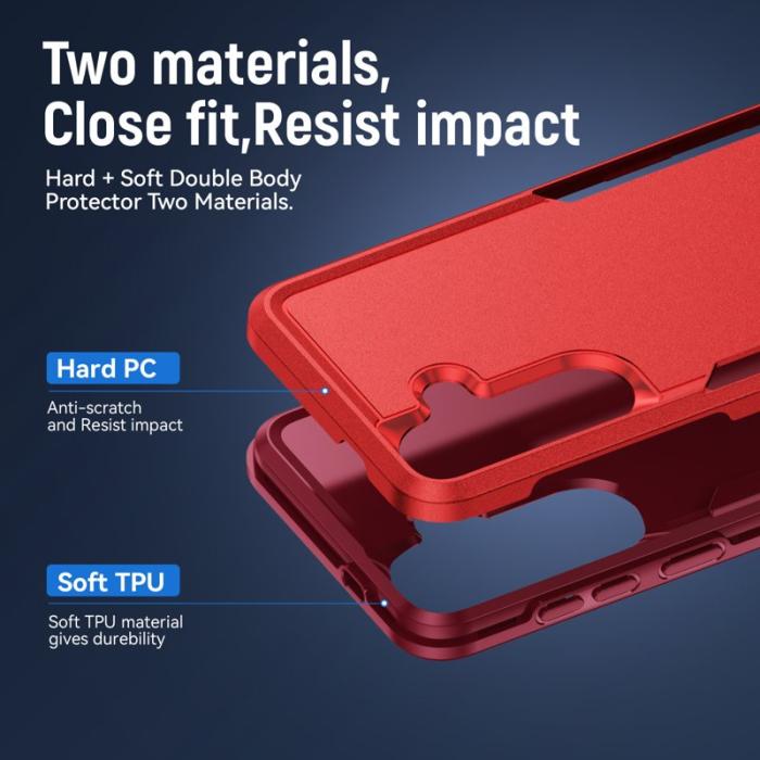 OEM - Mobilskal för Samsung Galaxy S26 PC + TPU Militärklass Skydd - Röd