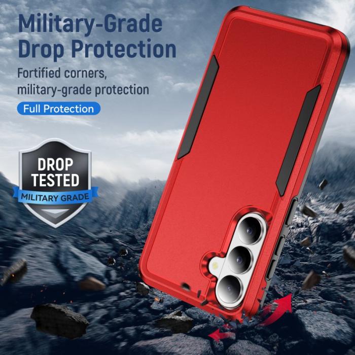 OEM - Mobilskal för Samsung Galaxy S26 PC + TPU Militärklass Skydd - Röd och Svart