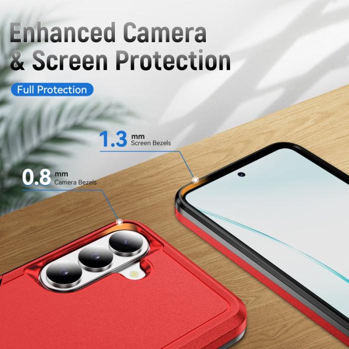 OEM - Mobilskal för Samsung Galaxy S26 PC + TPU Militärklass Skydd - Röd och Svart