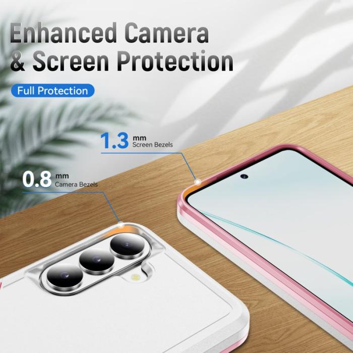 OEM - Mobilskal för Samsung Galaxy S26 PC + TPU Militärklassad - Vit + Rosa