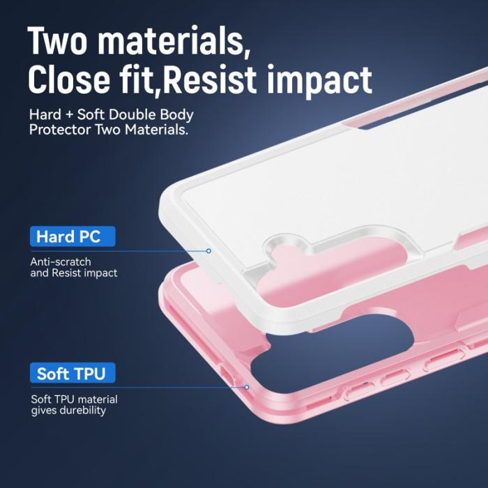 OEM - Mobilskal för Samsung Galaxy S26 PC + TPU Militärklassad - Vit + Rosa