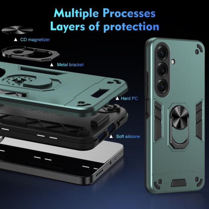 OEM - Mobilskal för Samsung Galaxy S26 PC + TPU Stötsäker med Ring - Grön